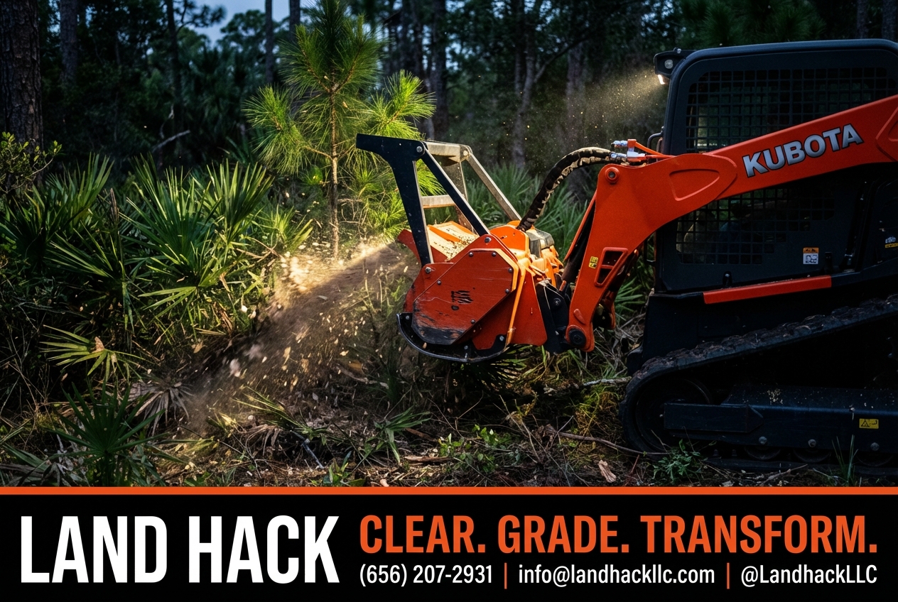 Kubota forestry mulcher grinding brush in Florida